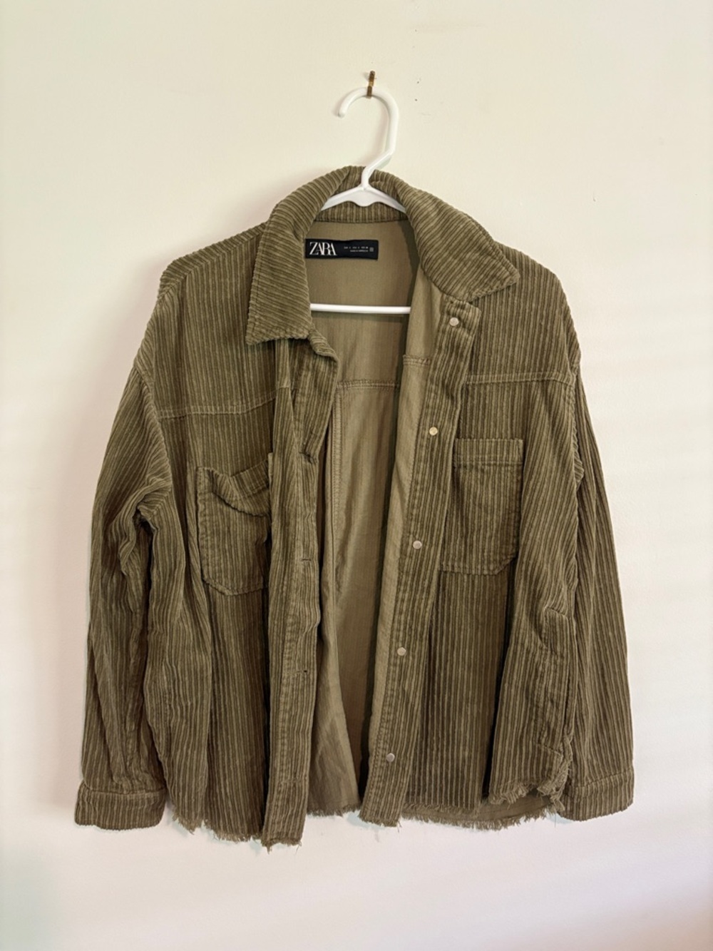 Zara Olive Corduroy Shirt Jacket